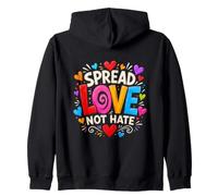 Spread Love Not Hate Inspring Motivational Bold Colorful Zip Hoodie
