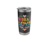 Spread Love Not Hate Protest LGBTQ Rainbow Hearts Pride Stainless Steel Insulated Tumbler