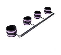 Spreader Bar Heavy Duty Stainless Steel Expandable Black Bar Home Gym with 4pcs Furry Purple Adjustable Strap,Sports Aid Training Fitness Gear Pilates Aid Kit,Indoor Yoga Set