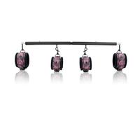 Spreader Bar Heavy Duty Stainless Steel Expandable Black Bar Home Gym with 4pcs PU Black-Pink Adjustable Strap,Sports Aid Training Fitness Gear Pilates Aid Kit,Indoor Yoga Set