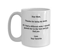 SpreadPassion Funny Mom Gift - I'd Punch Another Mom in The Face Coffee Mug - Gag Gift Cup from Your Favorite Child + Sticker