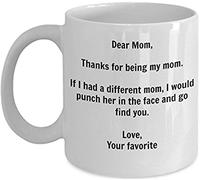 SpreadPassion Funny Mom Gift - I'd Punch Another Mom in The Face Coffee Mug - Gag Gift Cup from Your Favorite Child + Sticker