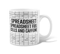 Spreadsheet Ceramic Coffee Mug, Modern Minimalistic Fuel Cells White Novelty Tea Mug with Handle Ideal for Friends Family Lovers Eldership Senior Co-Worker 11 Oz