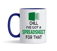 Spreadsheet Mug - 'Chill I've got a Spreadsheet for That - Gift for Friends, Colleague Work Office Coffee & Tea Lovers 11oz Ceramic Mug (Navy Blue)
