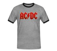 Spreadshirt AC/DC Classic Logo with Lightning Bolt Men's Ringer Shirt, XL, Heather Grey/Black