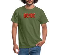 Spreadshirt AC/DC Classic Logo with Lightning Bolt Men's T-Shirt, M, Military Green