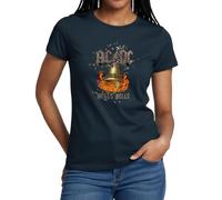 Spreadshirt AC/DC Hells Bells Bell with Flames and Logo Women's T-Shirt, M, Navy