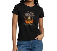 Spreadshirt AC/DC Hells Bells Bell with Flames and Logo Women's T-Shirt, XL, Black