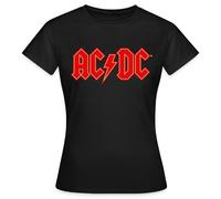 Spreadshirt AC/DC Red Logo with Lightning Bolt Women's T-Shirt, L, Black