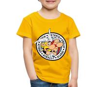 Spreadshirt Asterix & Obelix & Dogmatix On an Adventure Tour Kids Premium Organic T-Shirt, 122/128 (6 Years), Sun Yellow