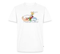 Spreadshirt Asterix & Obelix Swimming in Satisfaction Men’s Premium T-Shirt, S, White