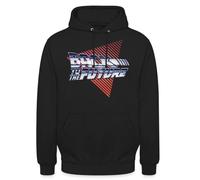 Spreadshirt Back To The Future Silver Retro Logo Unisex Hoodie, 3XL, black