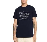 Spreadshirt Be Nice to Tech Support Funny Slogan Men’s Premium T-Shirt, L, Navy