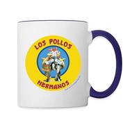 Spreadshirt Breaking Bad Los Pollos Hermanos Mug Two-Tone Mug, One Size, White/Cobalt Blue