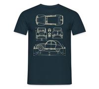 Spreadshirt Citroën 2CV Size Specifications Blueprint Men’s T-Shirt, XL, Navy