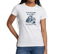 Spreadshirt Coffee and Croissants Breakfast Club Women's T-Shirt, S, White