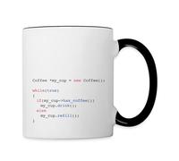 Spreadshirt Coffee Computer Code Two-Tone Mug, One Size, White/Black