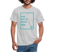 Spreadshirt Custom T-Shirt Add Your Own Text or Image Personalised Men's T-Shirt, 3XL, Heather Grey