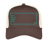 Spreadshirt Custom Trucker Cap Add Your Own Text or Image Personalised Trucker Cap, One Size, Brown/Beige