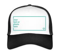 Spreadshirt Custom Trucker Cap Add Your Own Text or Image Personalised Trucker Cap, One Size, White/Black