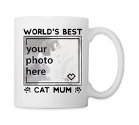 Spreadshirt Custom World’s Best Cat Mum with Image Personalised Mug, One Size, White