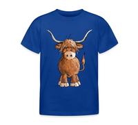 Spreadshirt Cute Scottish Highland Cow Teenage T-Shirt, 152/164 (12-14 Years), Royal Blue