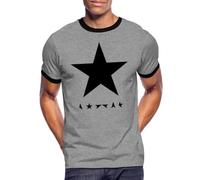 Spreadshirt David Bowie Blackstar Men's Ringer Shirt, XXL, Heather Grey/Black