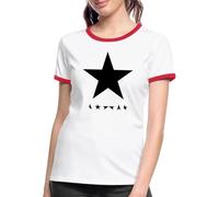 Spreadshirt David Bowie Blackstar Women's Ringer T-Shirt, S, White/red