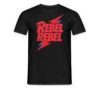 Spreadshirt David Bowie Rebel Rebel with Flash Men’s T-Shirt, M, Black