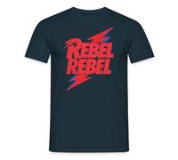 Spreadshirt David Bowie Rebel Rebel with Flash Men’s T-Shirt, XXL, Navy