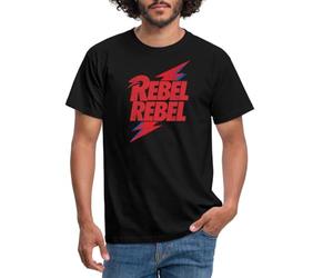 Spreadshirt David Bowie Rebel Rebel with Flash Men's T-Shirt, M, Black