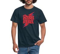 Spreadshirt David Bowie Rebel Rebel with Flash Men's T-Shirt, XXL, Navy