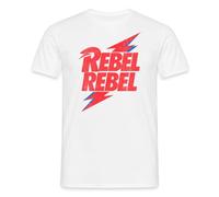 Spreadshirt David Bowie Rebel Rebel with Flash Men's T-Shirt, XXL, White