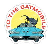 Spreadshirt DC Comics Batman Robin Batmobile Vintage Sticker, 10 x 10 cm, White Matte