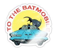 Spreadshirt DC Comics Batman Robin Batmobile Vintage Sticker Size S (10 x 10 cm), 10 x 10 cm, White Glossy