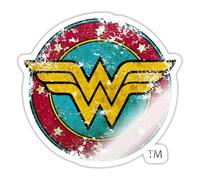 Spreadshirt DC Comics Wonder Woman Logo Distressed Sticker, 10 x 10 cm, White Glossy