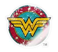 Spreadshirt DC Comics Wonder Woman Logo Distressed Sticker Size S (10 x 10 cm), 10 x 10 cm, Transparent Glossy