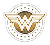 Spreadshirt DC Comics Wonder Woman Logo Gold Sticker, 10 x 10 cm, White Matte