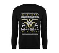 Spreadshirt DC Comics Wonder Woman Ugly Christmas Unisex Sweatshirt, M, black