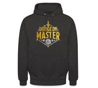 Spreadshirt Dungeons And Dragons Dungeon Master Silver Gold Unisex Hoodie, L, charcoal grey
