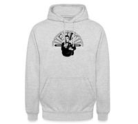 Spreadshirt Elvis Presley Elvis With Guitar & Sun Records Logo Unisex Hoodie, L, light heather grey