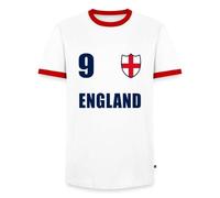 Spreadshirt England Jersey Number 9 Striker Men's Ringer Shirt White/Red