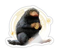 Spreadshirt Fantastic Beasts Niffler Sitting with Coin Sticker, 10 x 10 cm, White Glossy