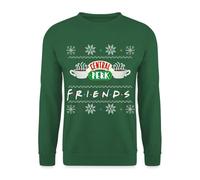 Spreadshirt Friends Ugly X-Mas Central Perk Unisex Sweatshirt, S, green