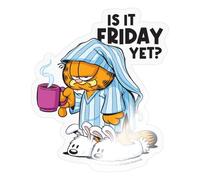 Spreadshirt Garfield is It Friday Yet Sticker Size S (10 x 10 cm), 10 x 10 cm, Transparent Glossy