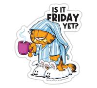 Spreadshirt Garfield is It Friday Yet Sticker Size S (10 x 10 cm), 10 x 10 cm, White Matte