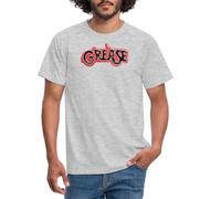 Spreadshirt Grease Black Logo with Car Men's T-Shirt, L, Heather Grey