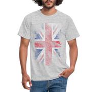 Spreadshirt Great Britain Union Jack Men's T-Shirt, L, Heather Grey