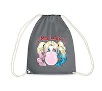 Spreadshirt Harley Quinn Mad Love Bubblegum Drawstring Bag, One Size, grey
