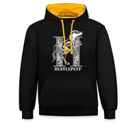 Spreadshirt Harry Potter Hufflepuff Monochrome Unisex Contrast Hoodie, L, black/gold